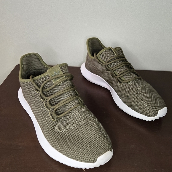 Adidas Army Green Knit Sneakers - Boys 6 or Womens 7.5 - Picture 3 of 11